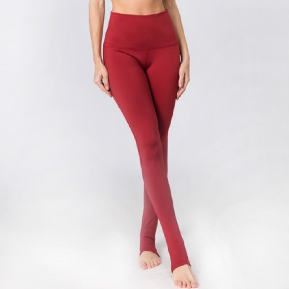 Active High Rise Stirrup Leggings - BRICK RED